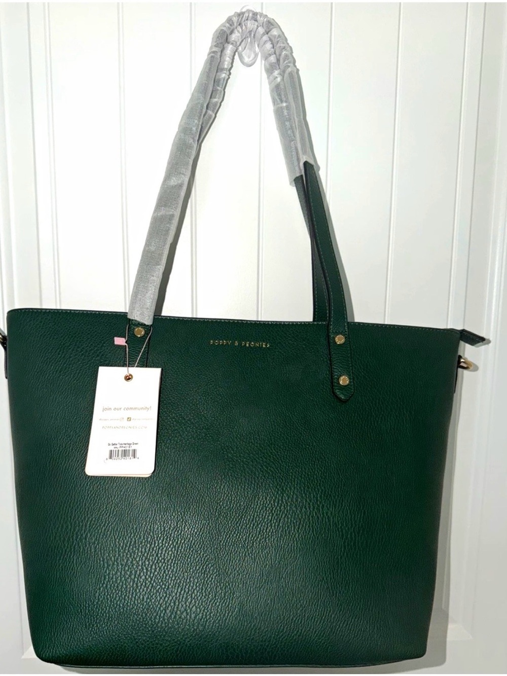Poppy & Peonies- Go Getter Tote in Heritage Green